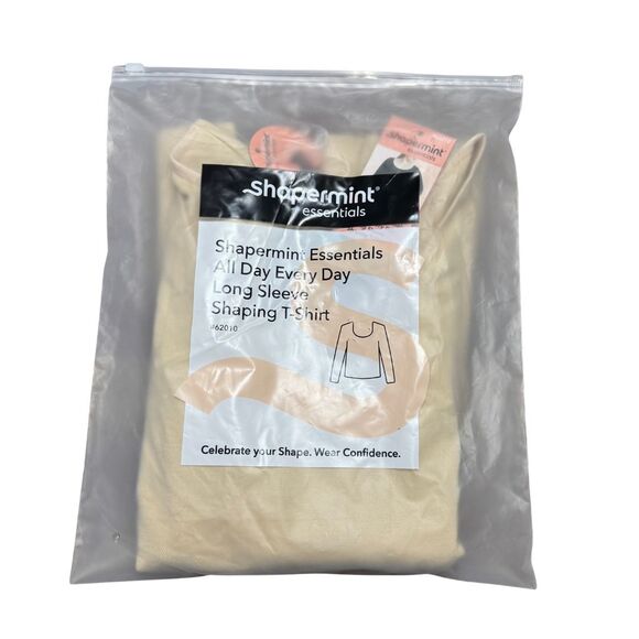 SHAPERMINT Essentials All Day Every Day Long Sleeve Tee Shapewear Chai NWT Large - Picture 9 of 10